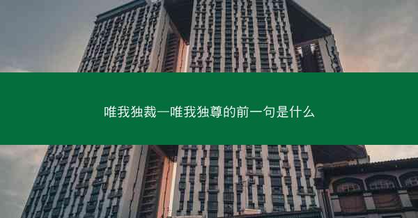 唯我独裁—唯我独尊的前一句是什么