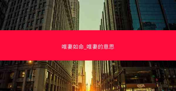 唯妻如命_唯妻的意思